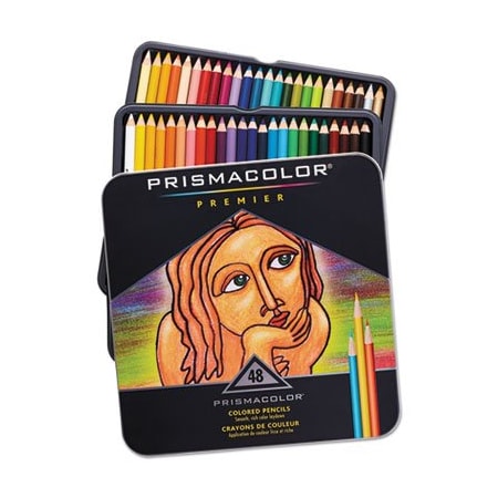 Sanford Prismaclor, PREMIER COLORED PENCIL, 3 MM, 2B #1, ASSORTED LEAD/BARREL COLORS, 48PK 3598THT